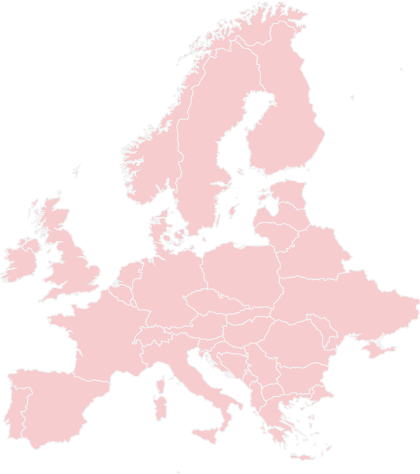 Map of Europe with HELA location markers