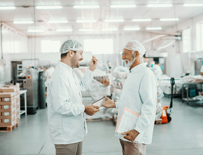 Food specialists working together in a development kitchen