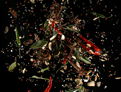 A colourful mixture of herbs and spices