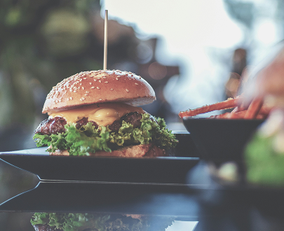 A burger on a plate