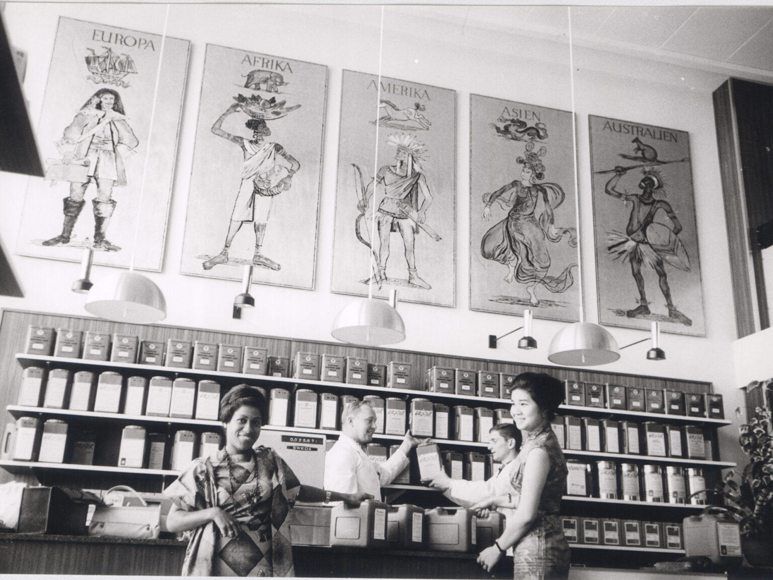 Historic photograph of staff in the Hermann Laue shop